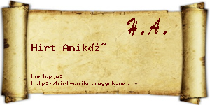 Hirt Anikó névjegykártya